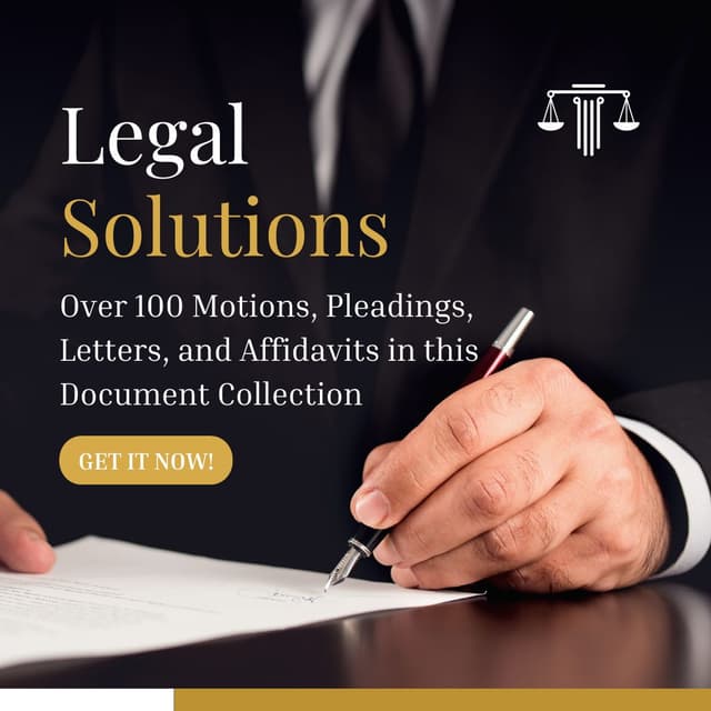 100+ Bankruptcy Motions, Pleadings, Letters & Affidavits Collection
