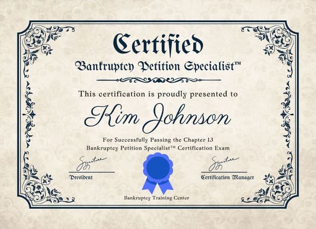 Chapter 13 Bankruptcy Petition Specialist Certification